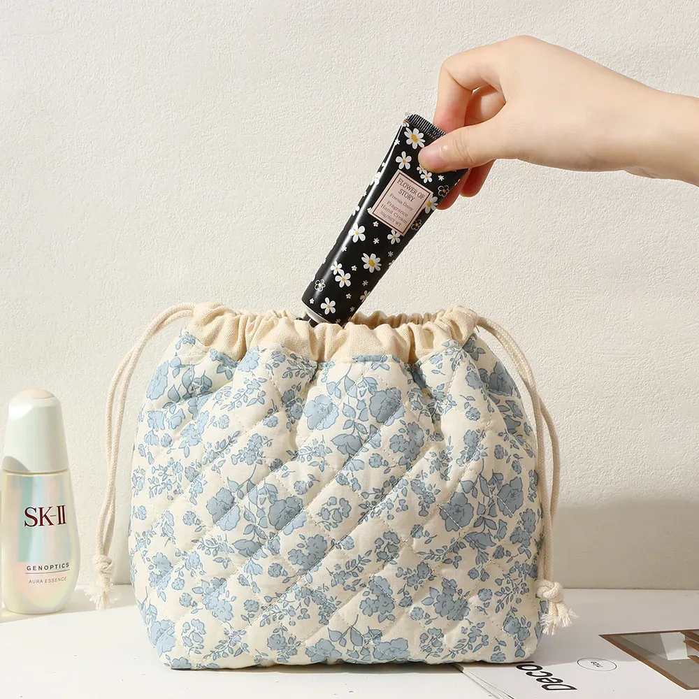 sac de rangement portable de voyage grande capacité avec cordon de serrage, en forme de coquille, mignon, de niche, pochette de rangement polyvalente en coton