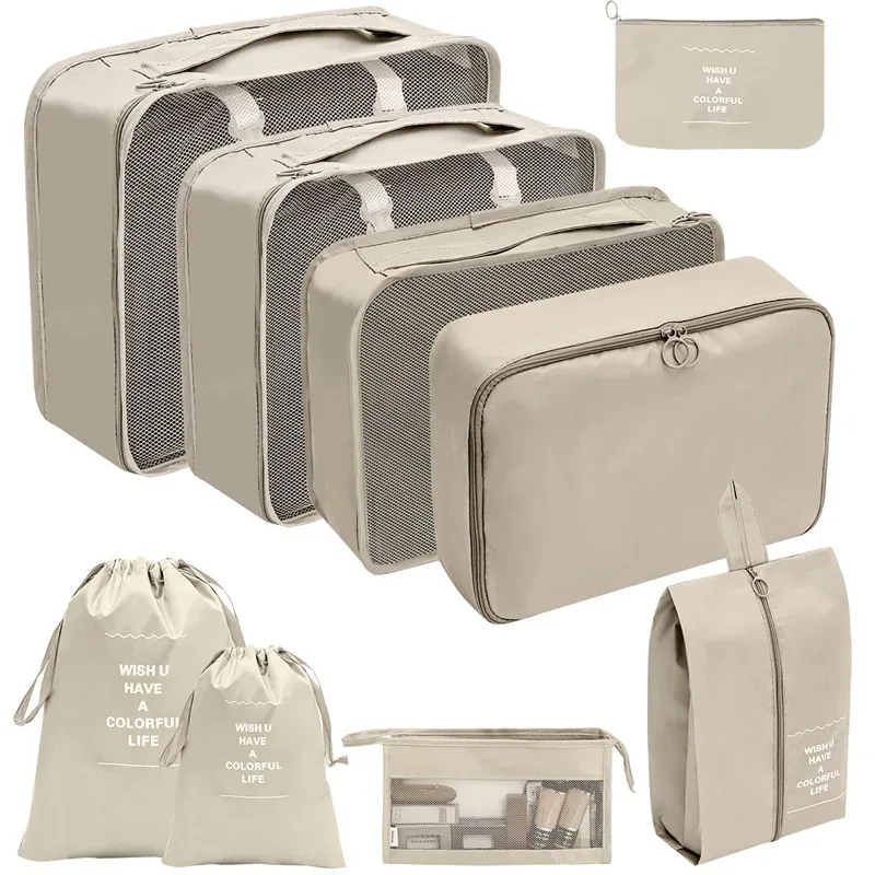 7/8/9 pièces nouvel ensemble organisateur de voyage sacs de rangement grande capacité valise stockage bagages vêtements tri organisateur ensemble pochette à chaussures