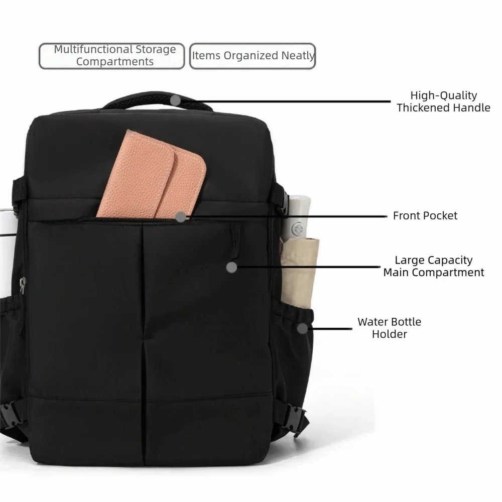 sac à dos de voyage grande capacité, ouverture à clapet, léger, avec sangles de compression latérales, compartiment séparé pour ordinateur portable