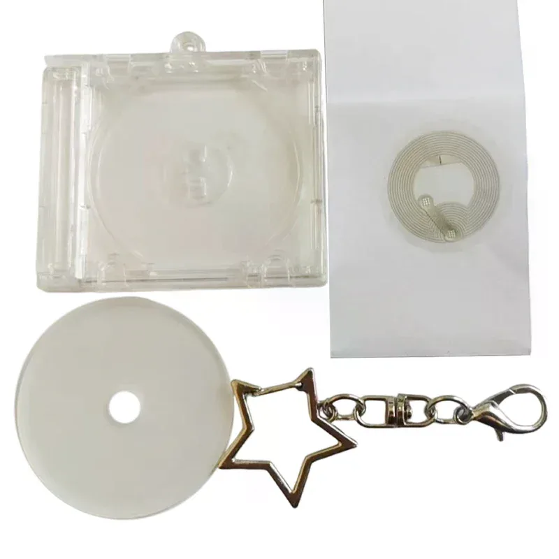 1 pièce mini porte-clés avec fonction nfc, en forme de boîtier de cd, accessoire de sac, album commémoratif, porte-clés idole, accessoires de sac à dos diy