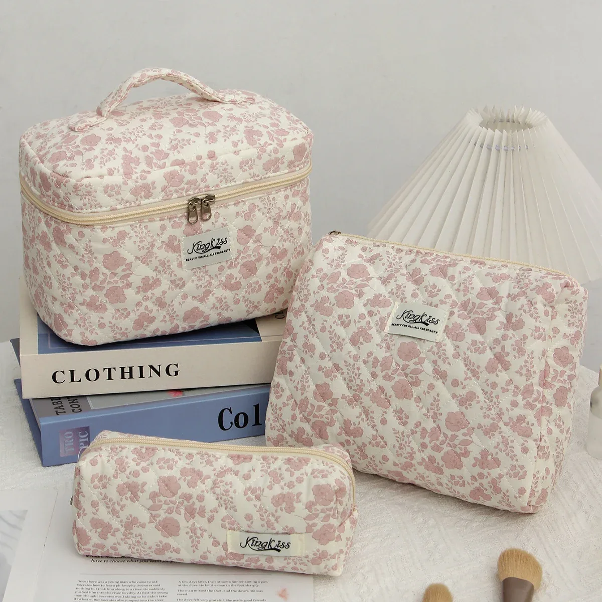sac à cosmétiques de voyage à motif floral, sac à cosmétiques portable adapté aux voyages et aux essentiels scolaires pour femmes, trousse de maquillage
