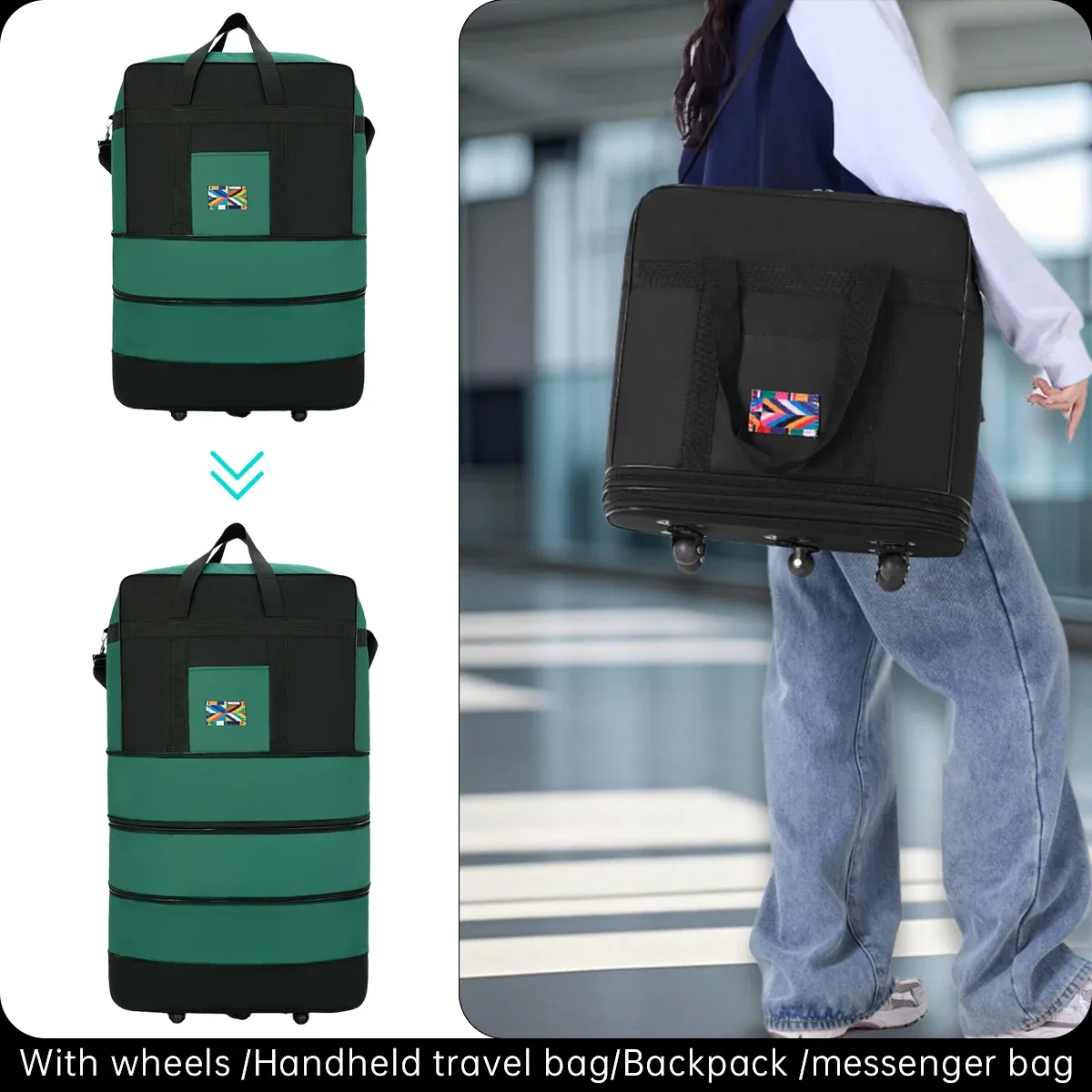 sac de voyage de style sac à dos en tissu oxford de grande capacité, adapté aux voyages mondiaux et aux expéditions de bagages, pour les deux sexistes