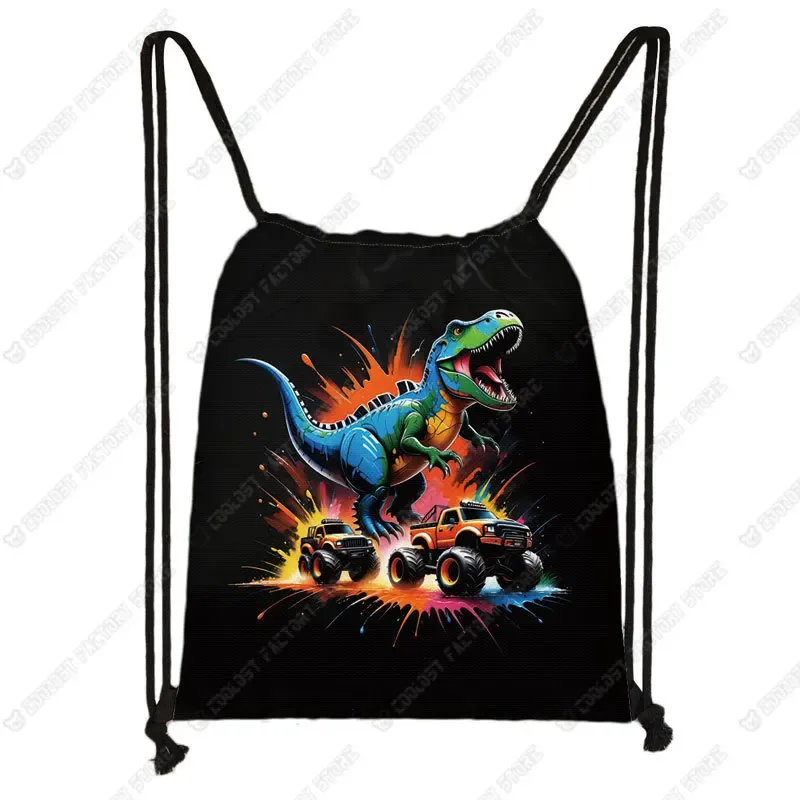 sac à dos de sport de dessin animé pour adolescent, sac à livres de jour, porte-chaussures, dinosaure, camion, impression d'ingénierie, proximité, wstring, voyage