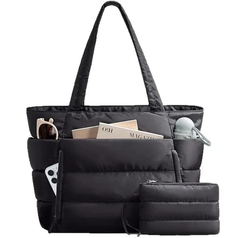 sac fourre-tout matelassé pour femme, couleur unie, pour le quotidien, l'université, les loisirs, les voyages et les sorties courtes