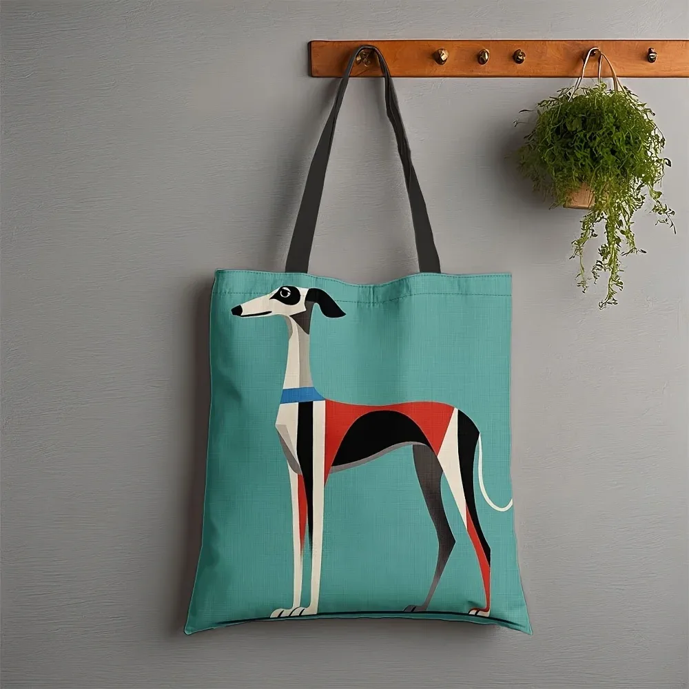 sac fourre-tout rectangulaire en polyester avec imprimé chien greyhound bauhaus, sac de courses multifonctionnel pour femmes et hommes, 1 pièce