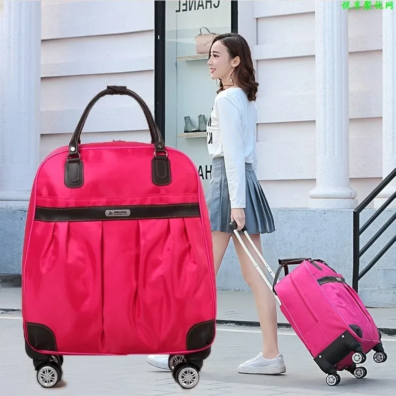 sac à main de bagage de voyage pour femmes, sacs à roulettes pour filles, cabine étanche, oxford, valise à roulettes pour dames, sac de traînée