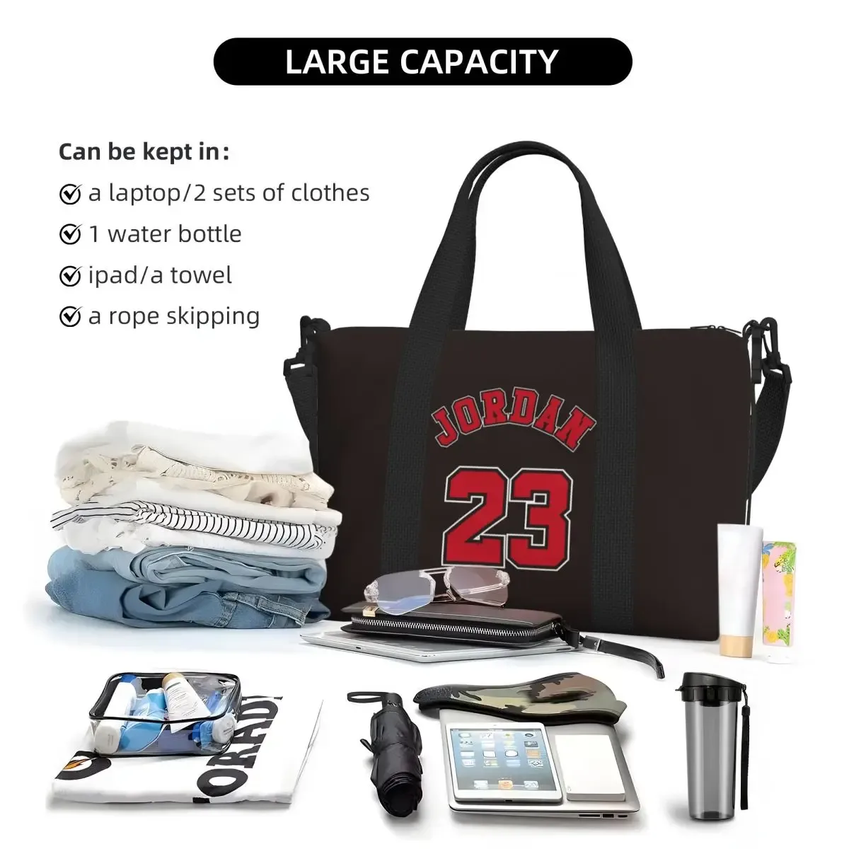 m-jordan 23 weekend gym yoga luggage bags sac à bandoulière de sport pour hommes et femmes, sac de voyage
