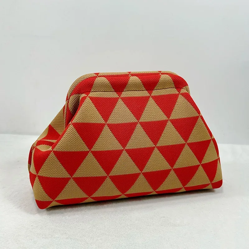 sac à main d'été pour la plage, sacs à main en crochet tissé pour femmes, sacs à main en tricot, pochette plissée, sac nuage mignon décontracté, sac colorblock