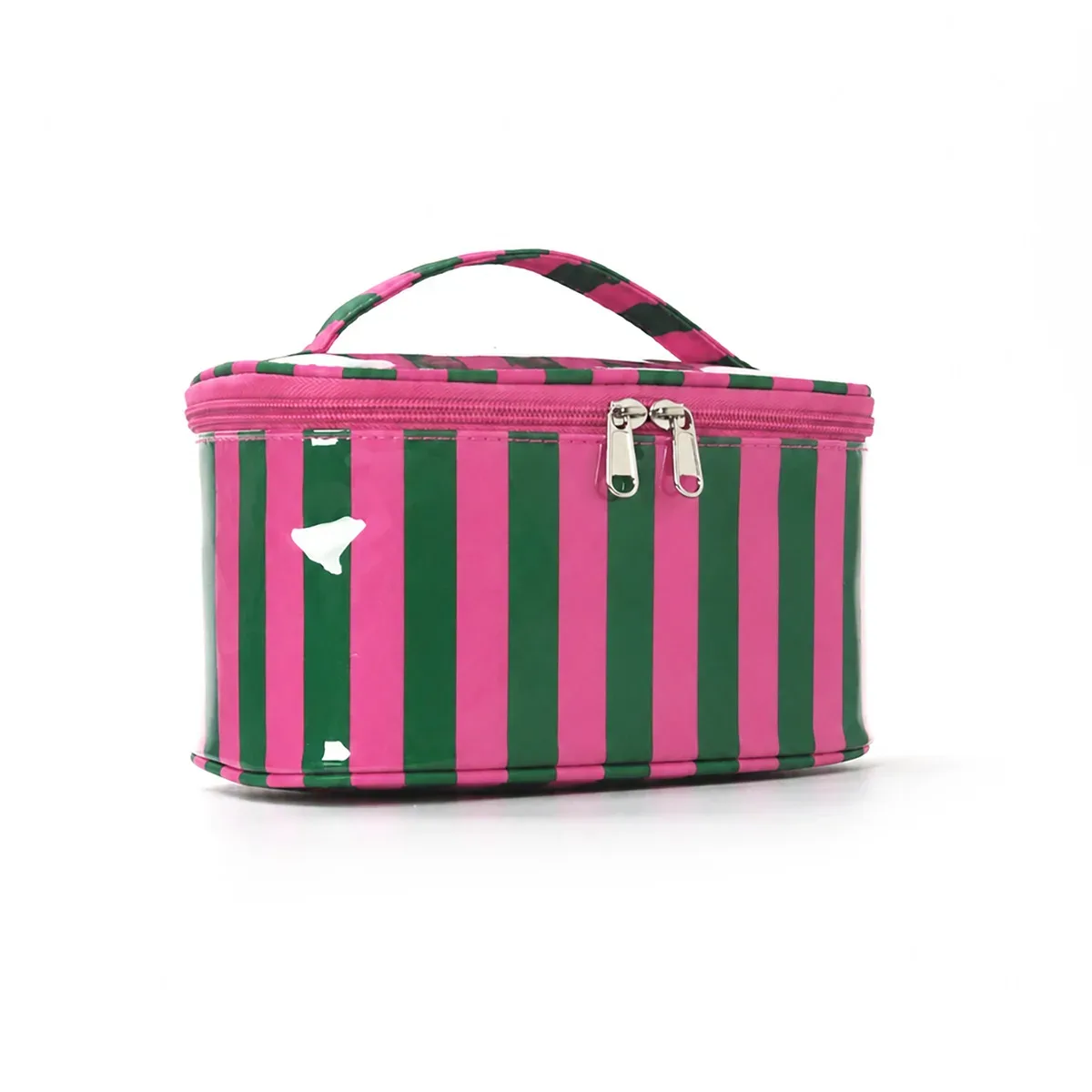 sac cosmétique à rayures en pvc de grande capacité, sac de rangement pour articles de toilette pour femmes, sac de maquillage portable, sac de voyage pour voyage d'affaires, soins de la peau