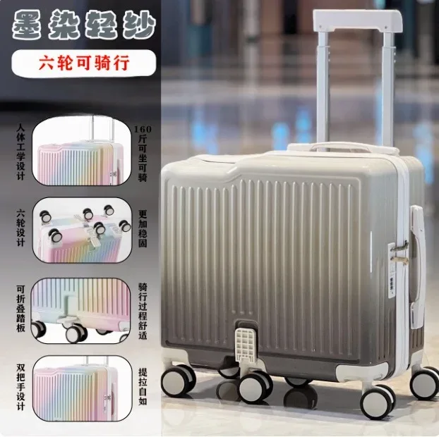 valise trolley pour enfants avec compartiment à bagages, jouet à roulettes, boîte à code, bagage cabine 20 pouces, compacte et légère pour le voyage