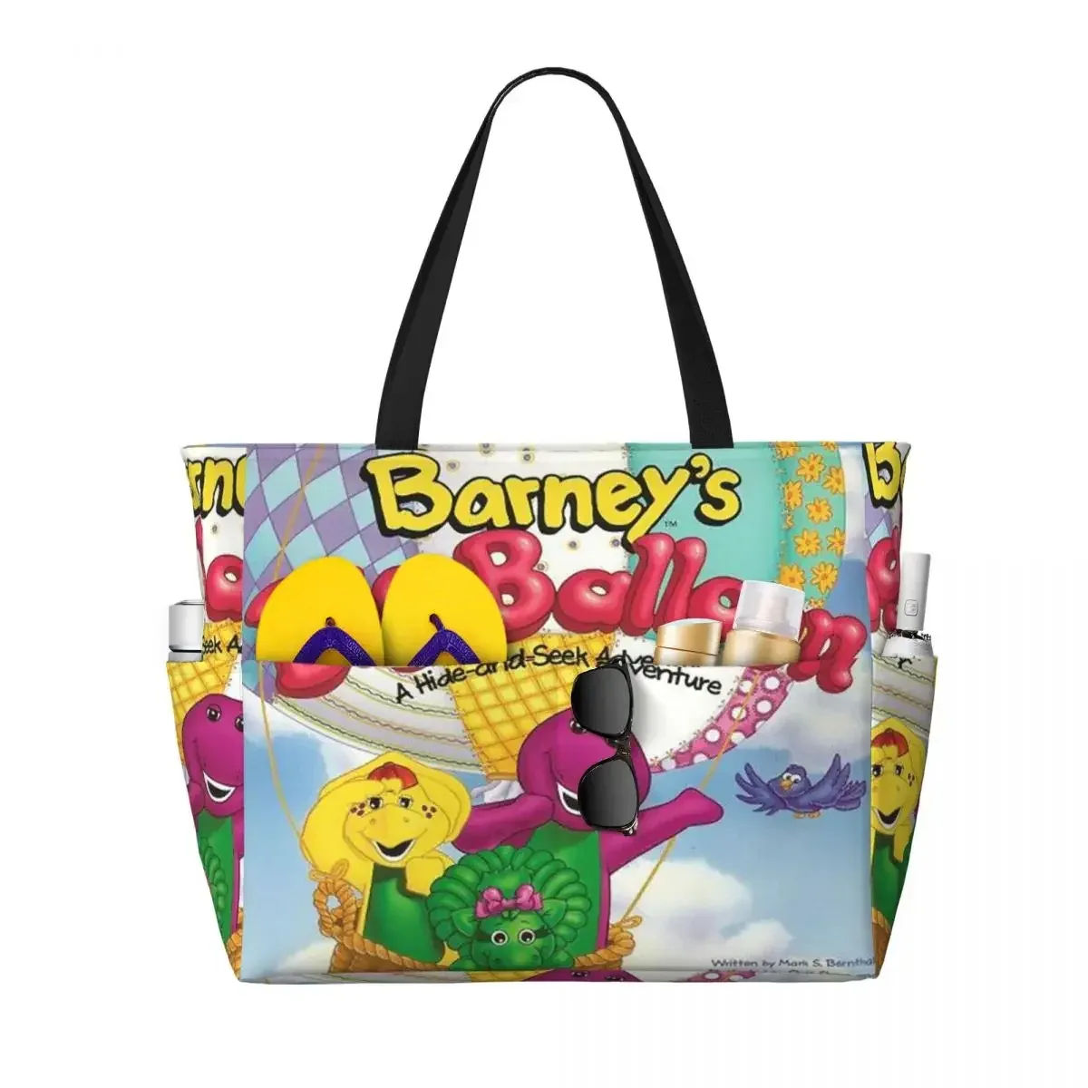 sac voyage polyester motifs personnages animés sacoche noire poches latérales grande poche avant usage voyage sport plage yoga