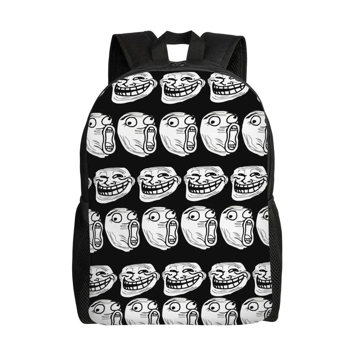 sac à dos personnalisé trollface amusant pour ordinateur portable, sac à dos basique pour femmes et hommes, sac à dos pour l'école, le collège, l'université, sac de dessin animé
