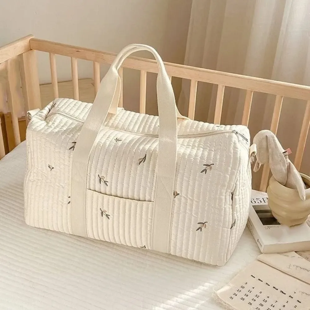 Sac de voyage grande capacité multifonctionnel avec broderie d'ours de dessin animé, sac de voyage à fleurs douces, sac de voyage pliable à main