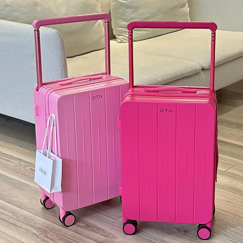 bagage femme 20 "petit boîtier de chariot nouvelle valise haute apparence niveau voyage 24 étui en cuir rose clair