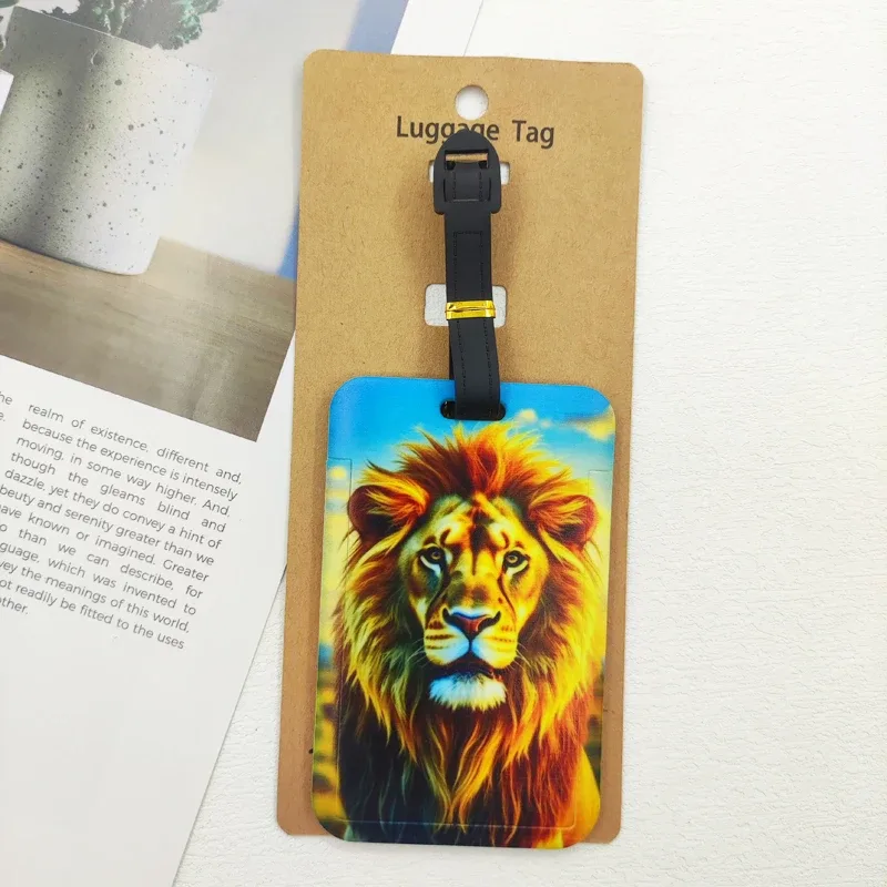 lion tigre étiquette de bagage voyage abs étiquette de bagage impression animale valise id porte-adresse bagages embarquement billet portable