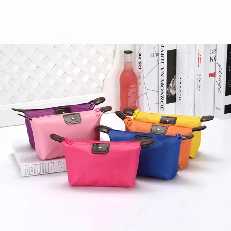 trousse polyester vive couleur fermeture éclair transport voyage cosmétiques maquillage toilette pochette pleine forme boîte