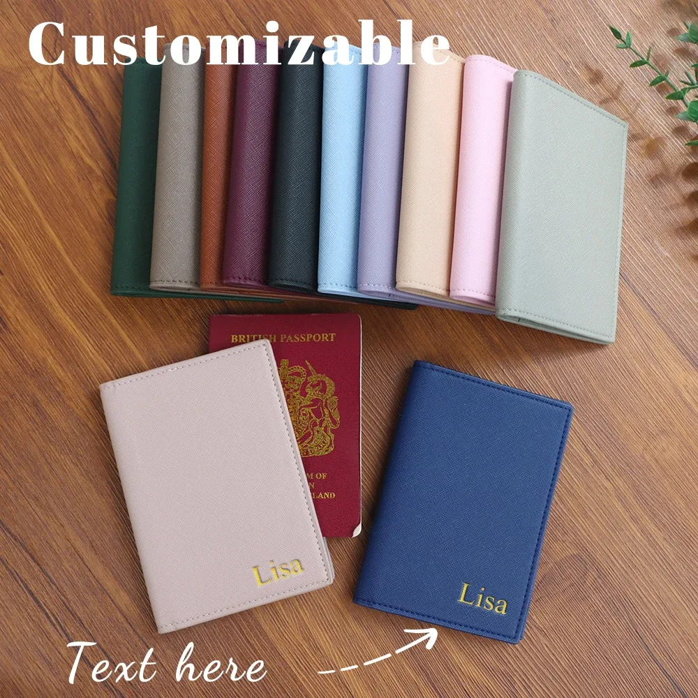 porte-passeport personnalisé en cuir pu avec étui de protection pour carte d'identité, pochette de rangement pour monnaie et cartes bancaires, sac de voyage pour passeport