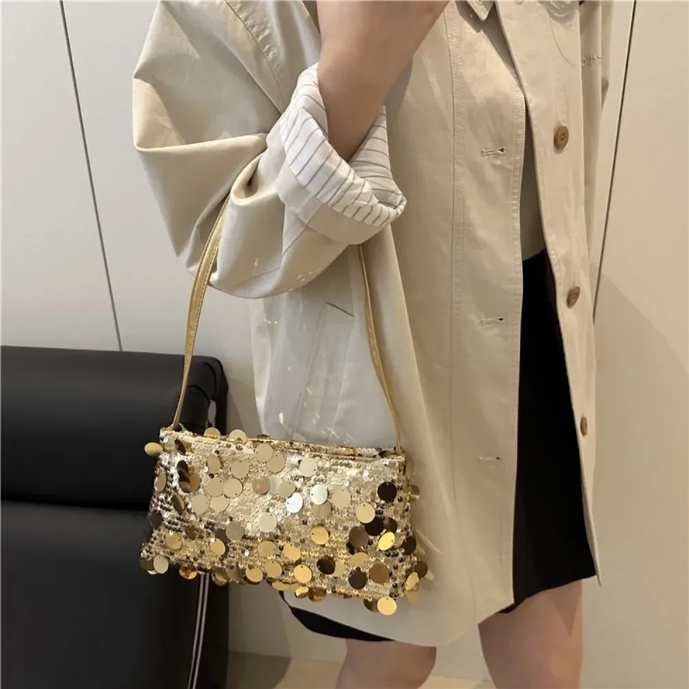 sacs à bandoulière légers à paillettes pour femmes, couleur unie, grande capacité, sac de soirée, sac fourre-tout pour femmes
