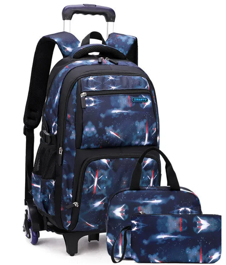 sac à dos à roulettes pour enfants, valise de voyage à roulettes, sac à roulettes pour l'école, ensemble de sacs d'école pour garçons, ensemble de sacs à déjeuner