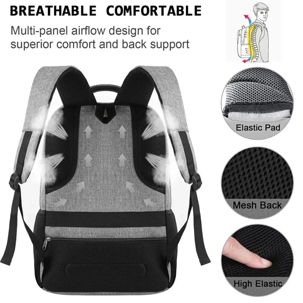 sac à dos antivol pour ordinateur portable 15.6 pouces, pour voyage d'affaires, avec port de chargement usb, convient aux femmes et aux hommes