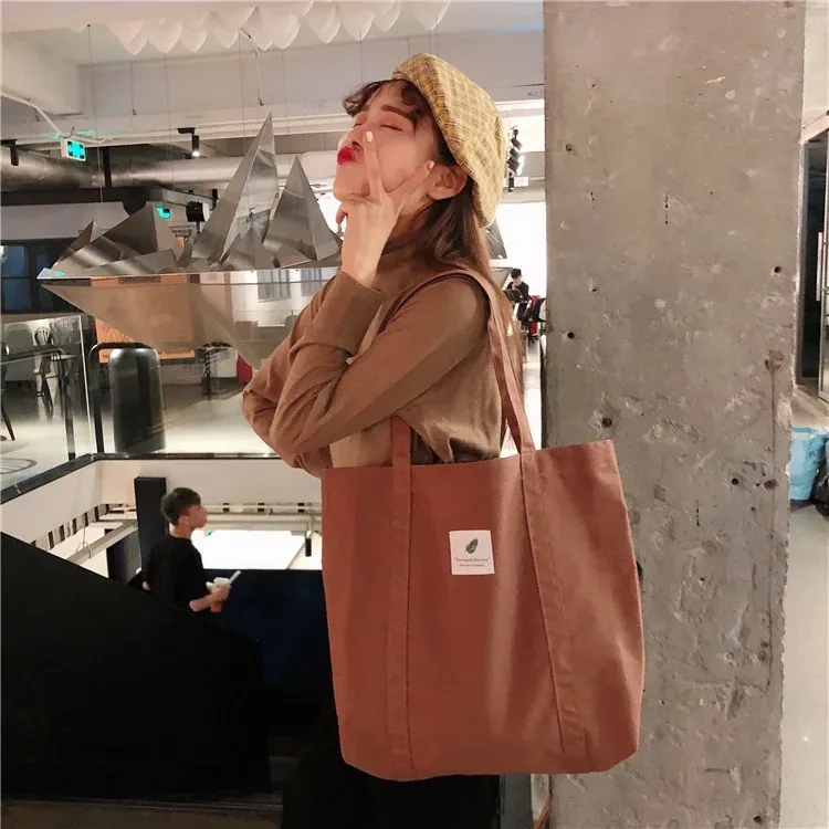 sac à bandoulière en toile de coton pour femmes, sac à main simple en tissu écologique, fourre-tout solide pour livres scolaires, sacs de shopping portables pour filles