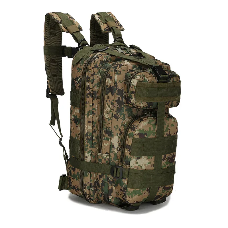 sac dos nylon camouflage vert beige marron compact 20 35 litres ventilation ceinture coussin air poche intérieure fendue poignée souple extérieure bandes ajustables