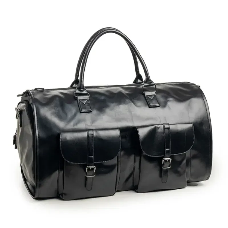 sac de voyage d'affaires en cuir pu pour homme, grand sac de voyage convertible 2-en-1, imperméable, sac de sport et sac à vêtements suspendu