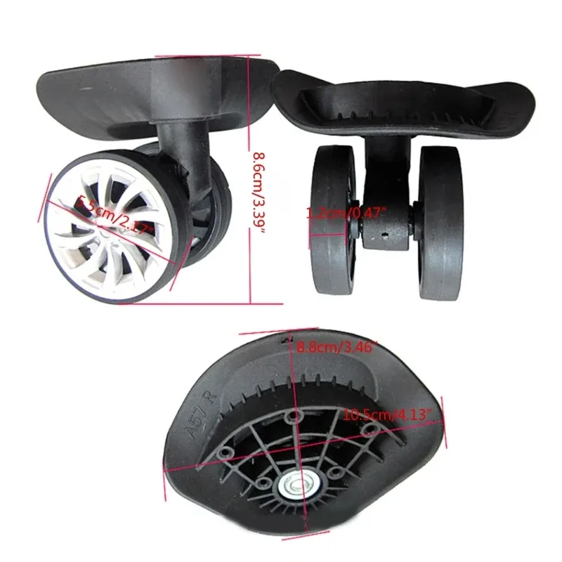 roues bagage plastique noire jantes argentées pivotantes grande capacité charge installation facile bricolage usage voyage