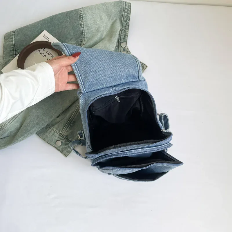 rétro grande capacité lavé denim simple sacs à dos femmes trajet fourre-tout sac 2025 femmes sac quotidien shopper sacs à main bolsa