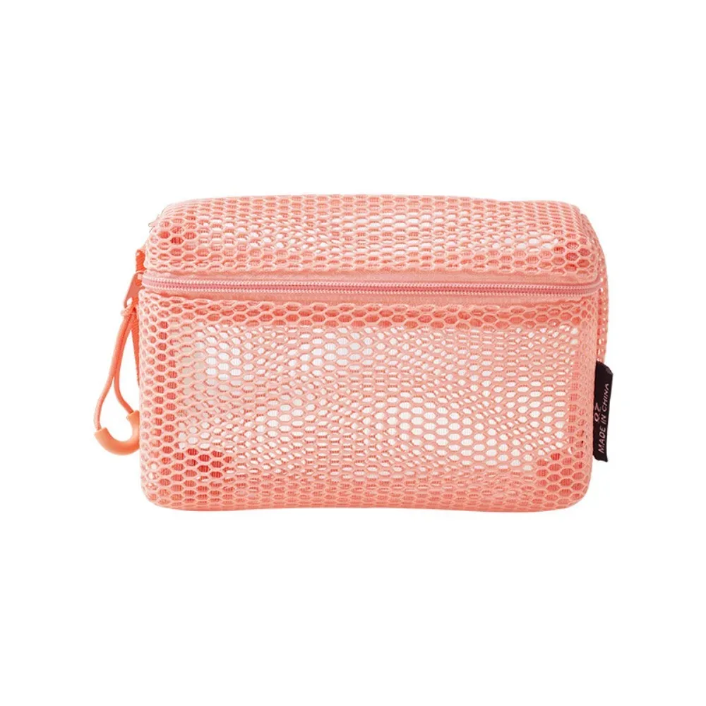pochette de rangement en nylon décontractée avec fermeture éclair, sac à cosmétiques en maille, pochette de voyage polyvalente à main