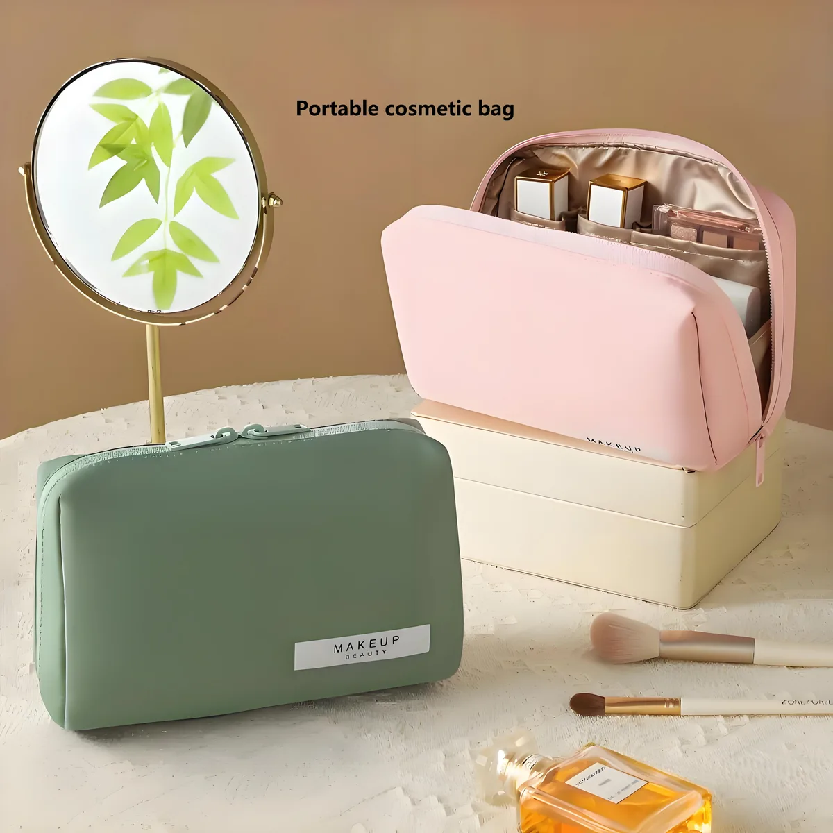 sac de maquillage étanche pour femmes, sac à cosmétiques portable de grande capacité, pochette de voyage, sac de rangement, petit sac de toilette, pochette à cosmétiques