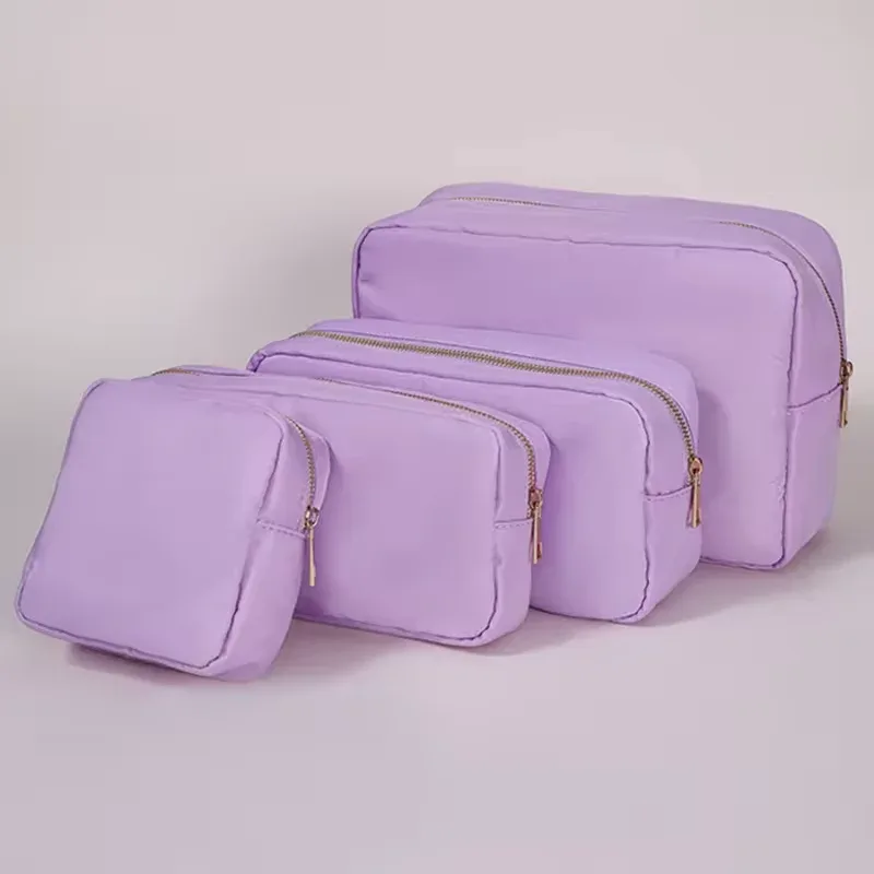 trousse cosmétique violette personnalisée, sac en nylon de maquillage, poudres personnalisées, patch chenille, grand étui de voyage, trousse de toilette, cadeau de mariée, taille xl