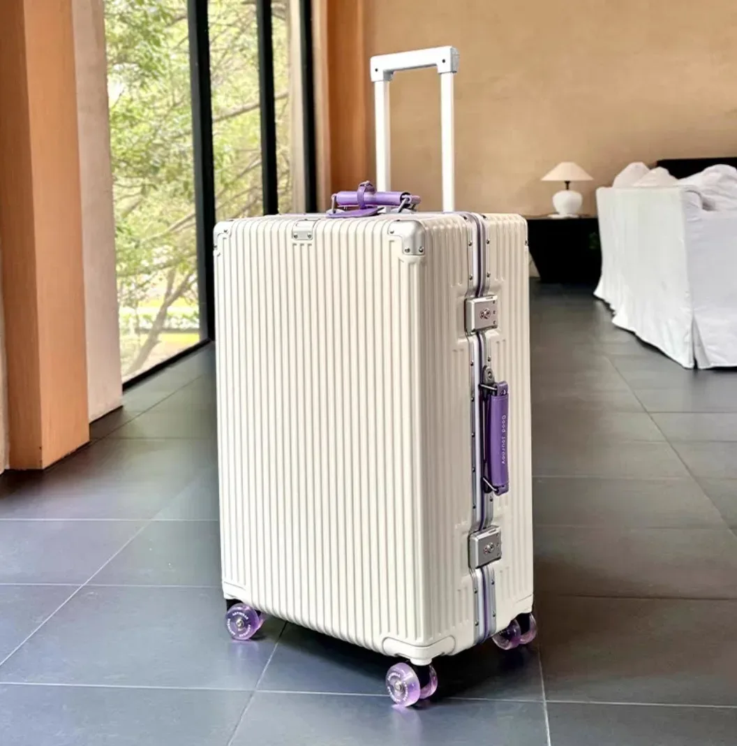 valise à main avec cadre en aluminium, avec roue rotative silencieuse colorée, serrure tsa, boîtier de chariot de voyage, bagages roulants de haute qualité