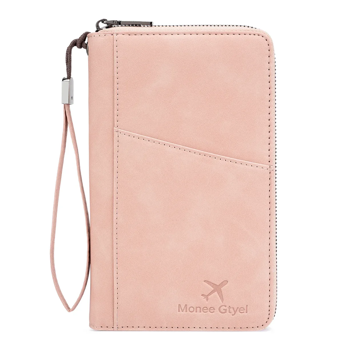 porte-passeport anti-vol rfid, portefeuille de voyage, organisateur de documents en similicuir avec fermeture éclair, couverture de passeport avec sangle de poignet