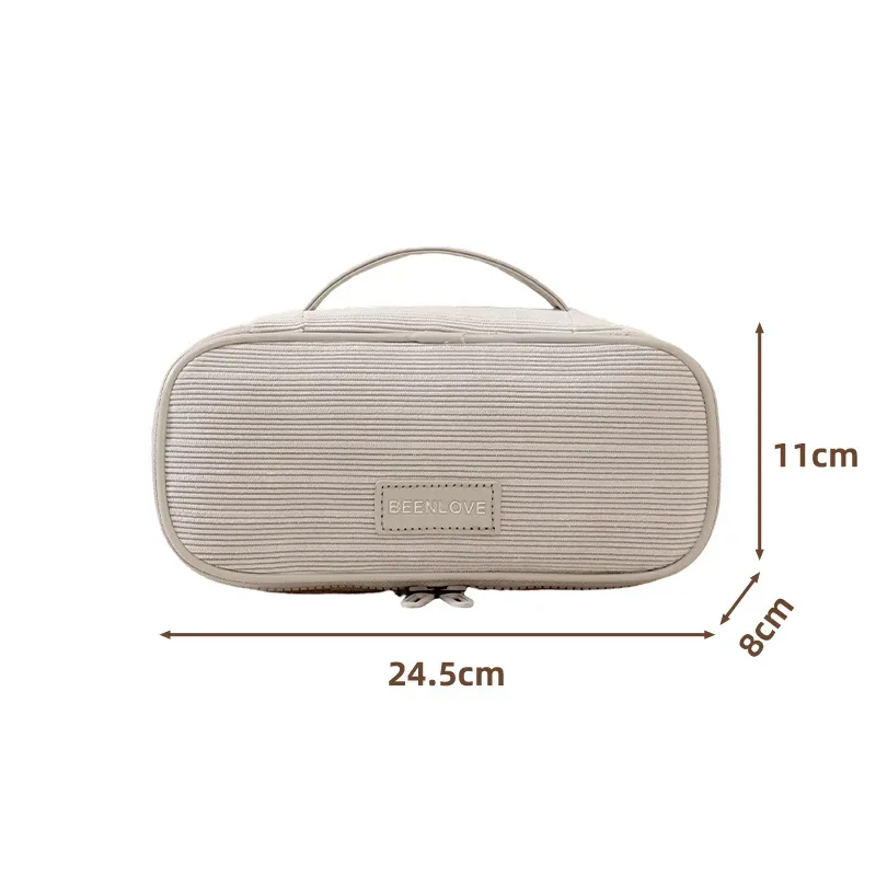 nouvelle trousse de maquillage en velours côtelé 2026 pour femme, grande capacité, sac carré multifonctionnel en velours pour soins de la peau, sac de rangement portable