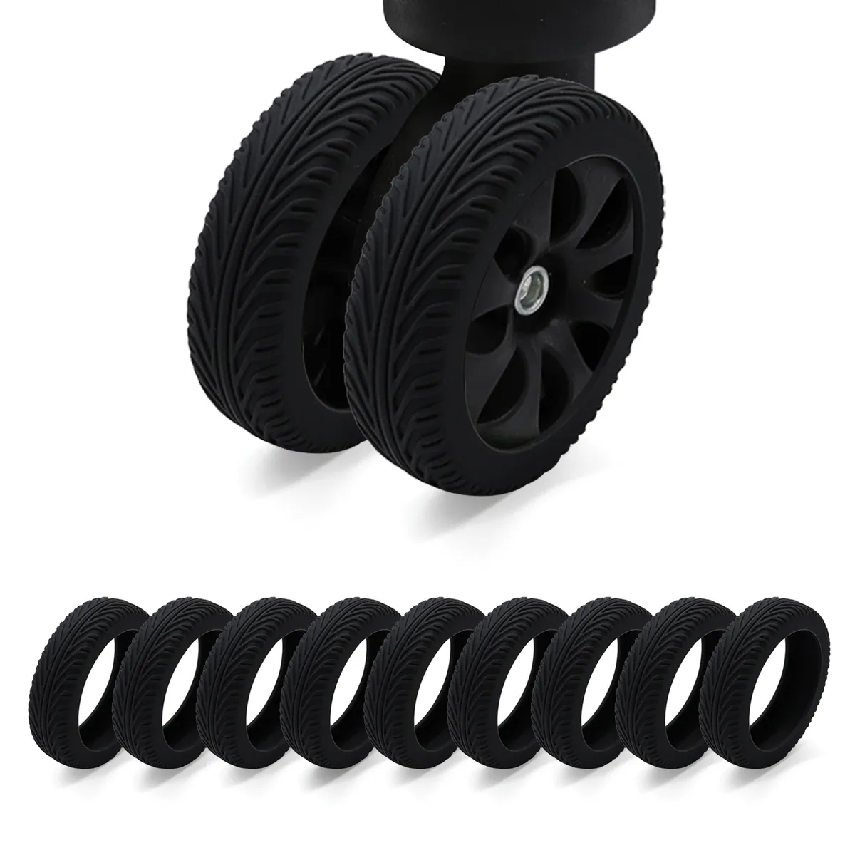 Housses de roue de bagage 8 pièces, housse de protection de roue de valise en Silicone pour roue rotative de 2 à 2.4 pouces, housse de protection pour bagages à main