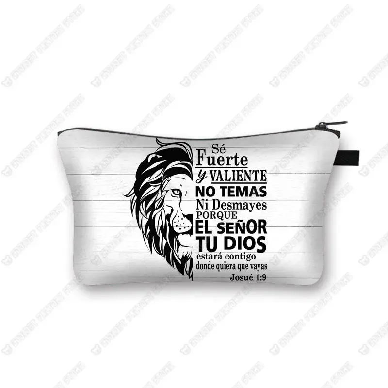 trousse à cosmétiques avec verset de la bible chrétienne en espagnol, trousse de maquillage, trousse de beauté, trousse de toilette
