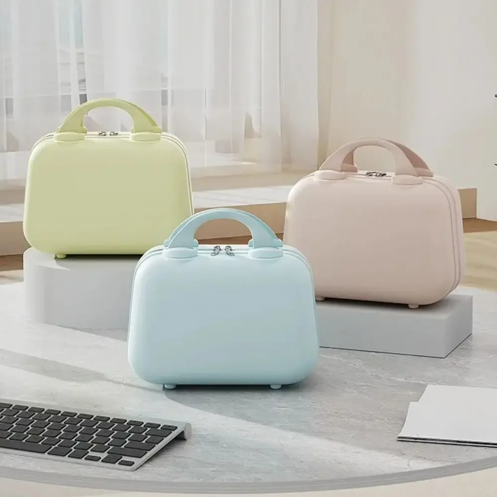 organisateur voyage plastique bleu pastel rectangulaire poignées latérales roues coins grande capacité durable compression sac chaussures pochette housse vêtements