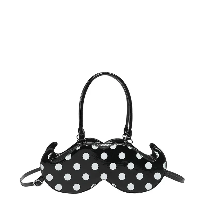 sac à bandoulière rétro à pois en forme de moustache, sac à main décontracté, sacoche portable pour le quotidien, style vintage streetwear