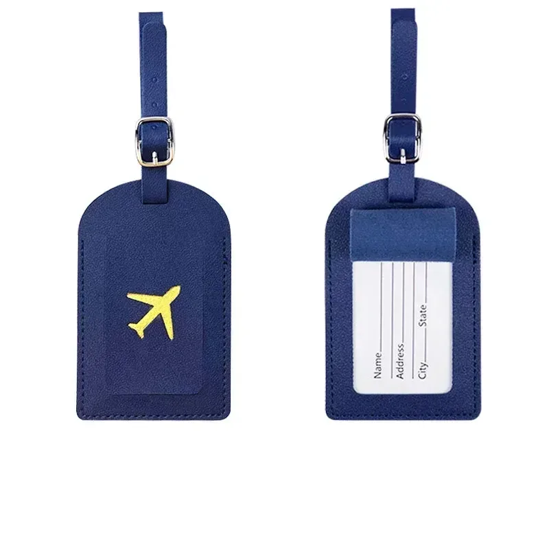 étiquette de bagage en cuir pu pour femmes et hommes, 1 pièce, accessoires de voyage, vacances, étiquettes de valise, nom, identification, adresse, étiquettes de sac pour bagages