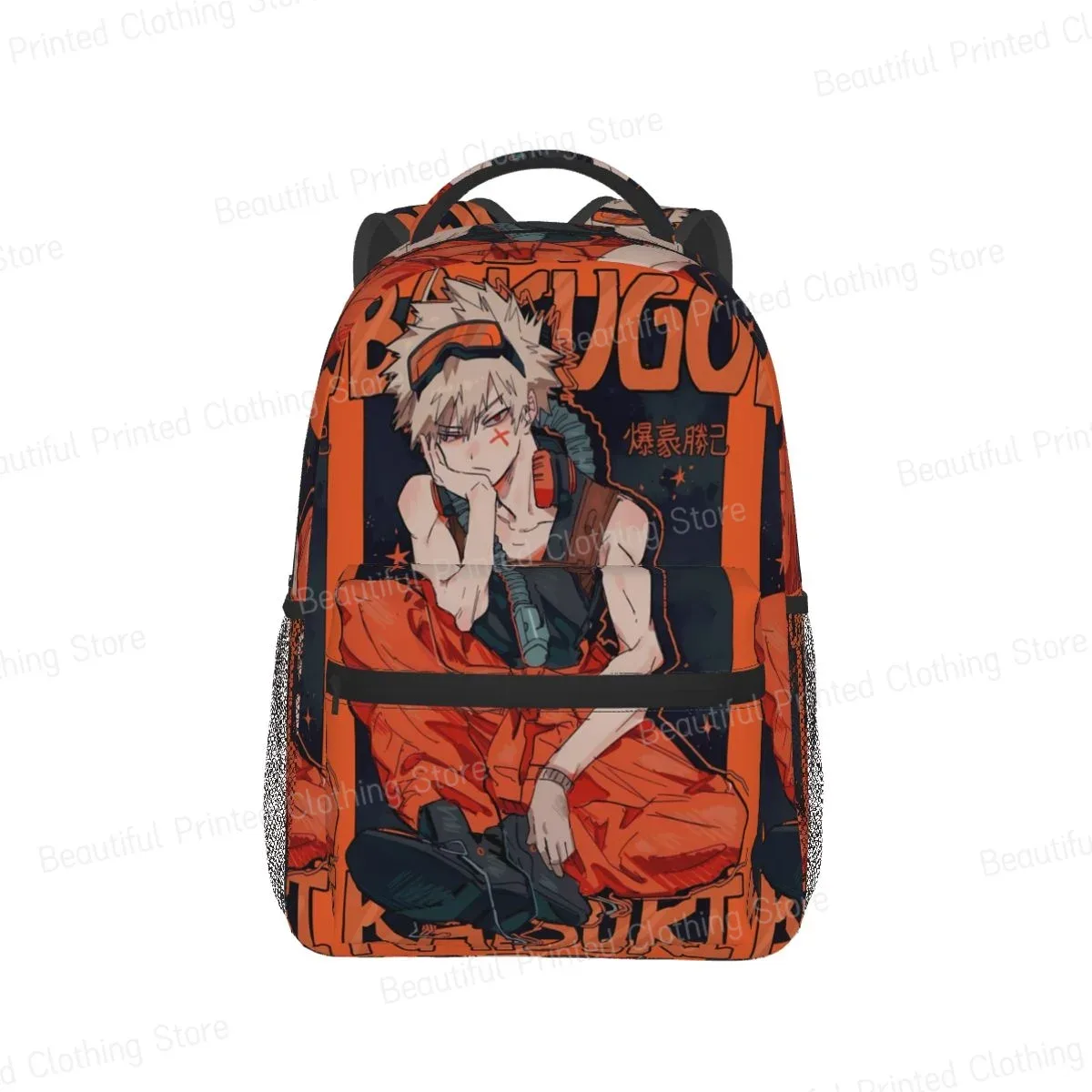 sac dos polyester dessin animé orange noir compartiments documents usage voyage école loisirs adolescents