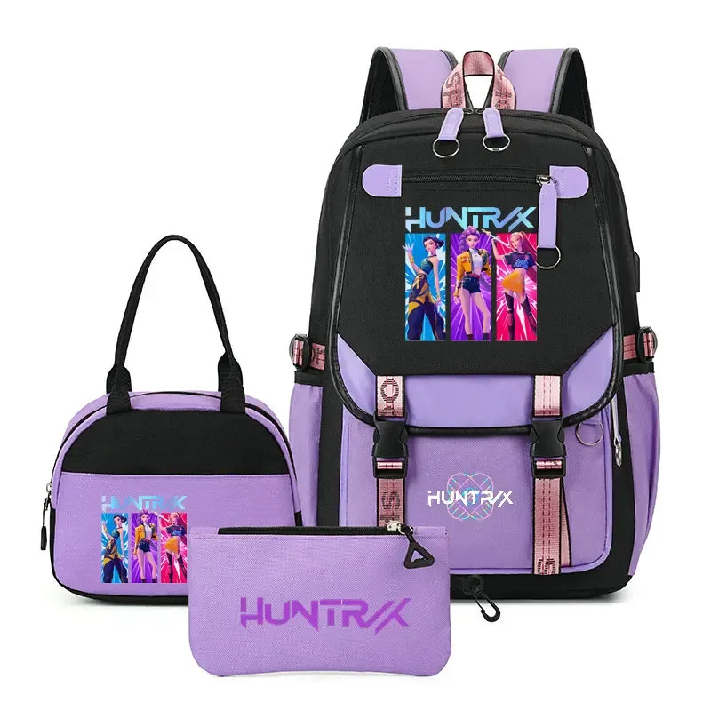 sacs à dos tendance k-pop demon hunters pour adolescentes, sacs à bandoulière, trousse à crayons, ensemble de sacs d'école pour étudiants, sac de voyage mochila