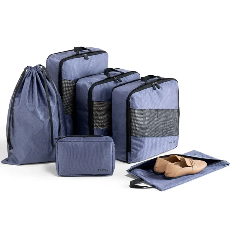 lot de 6 cubes de compression étanches pour bagages de voyage – organisateurs de valises, sacs de rangement compressibles