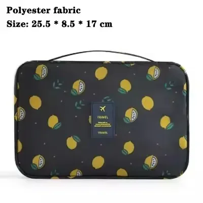 sac de voyage suspendu imperméable pour cosmétiques, imprimé flamant rose et citron, organiseur de maquillage portable, trousse de toilette pour femmes, rangement pour soins de la peau
