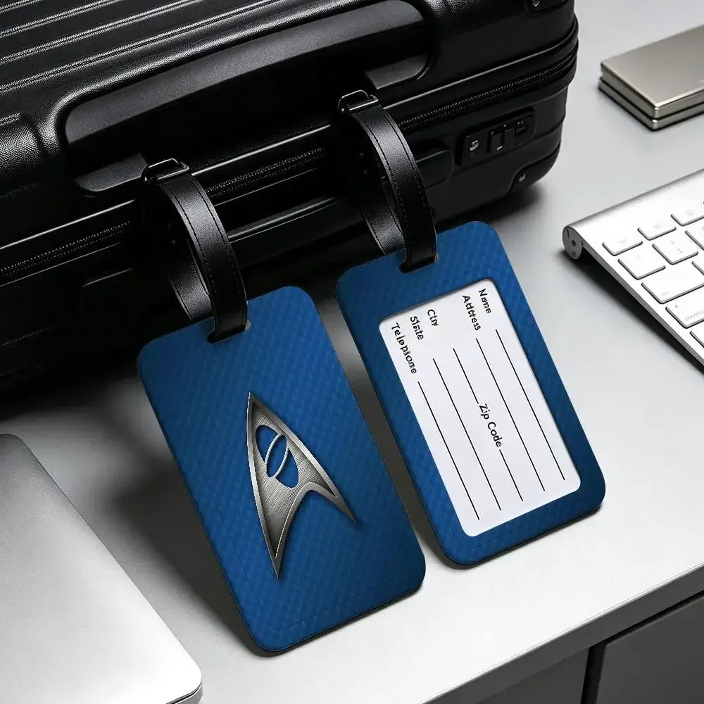 étiquette d'identification de bagage anti-perte en pvc avec logo star t-treks, porte-carte d'informations amovible, étiquette de bagage de voyage