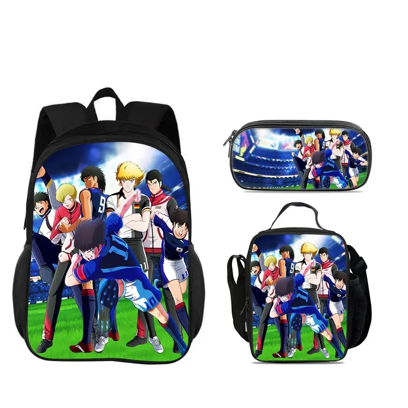 sac dos nylon dessin animé captain tsubasa bleu gris orange format 20 35 litres bandoulière arquée trousse maquillage sac lunch