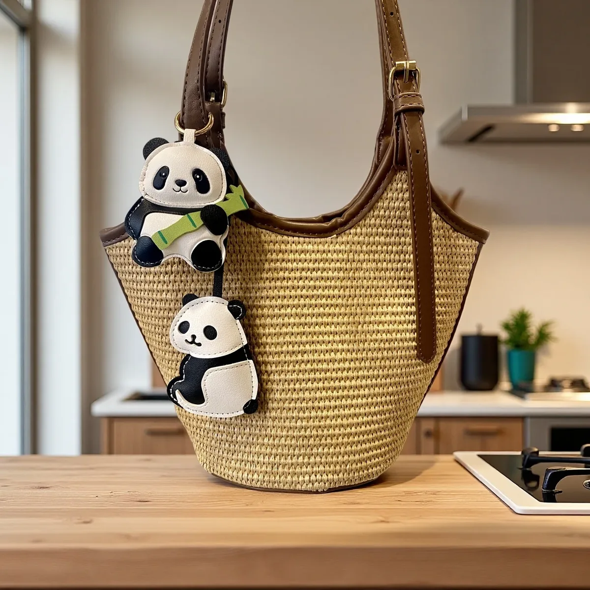 porte-clés/charm de sac en cuir pu style panda - 4 modèles - noir/blanc classique - accessoire polyvalent pour sacs à main, sacs à dos, clés et décoration de chambre, idéal comme cadeau