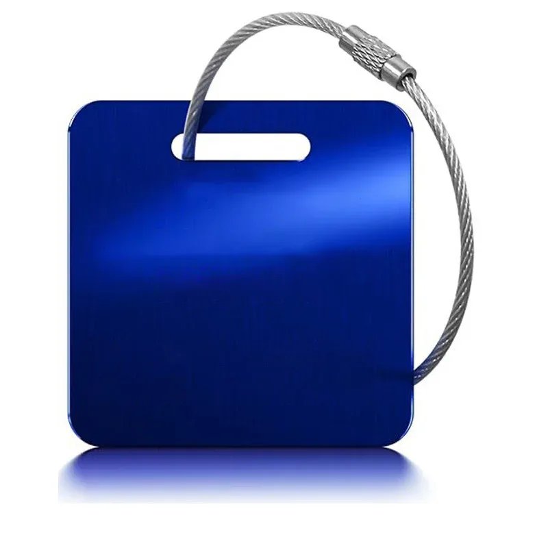 étiquette bagage métal carrée anse métal personnalisable voyage identité sécurité antiperte multicouleur travels accessoire