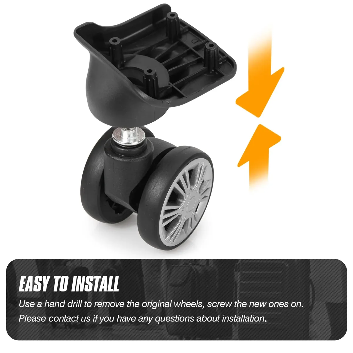 guguluza 2 pièces stln-5 chariot roulette bagages roues de remplacement valise de voyage roue double rangée 360 ° roulettes de réparation spinner