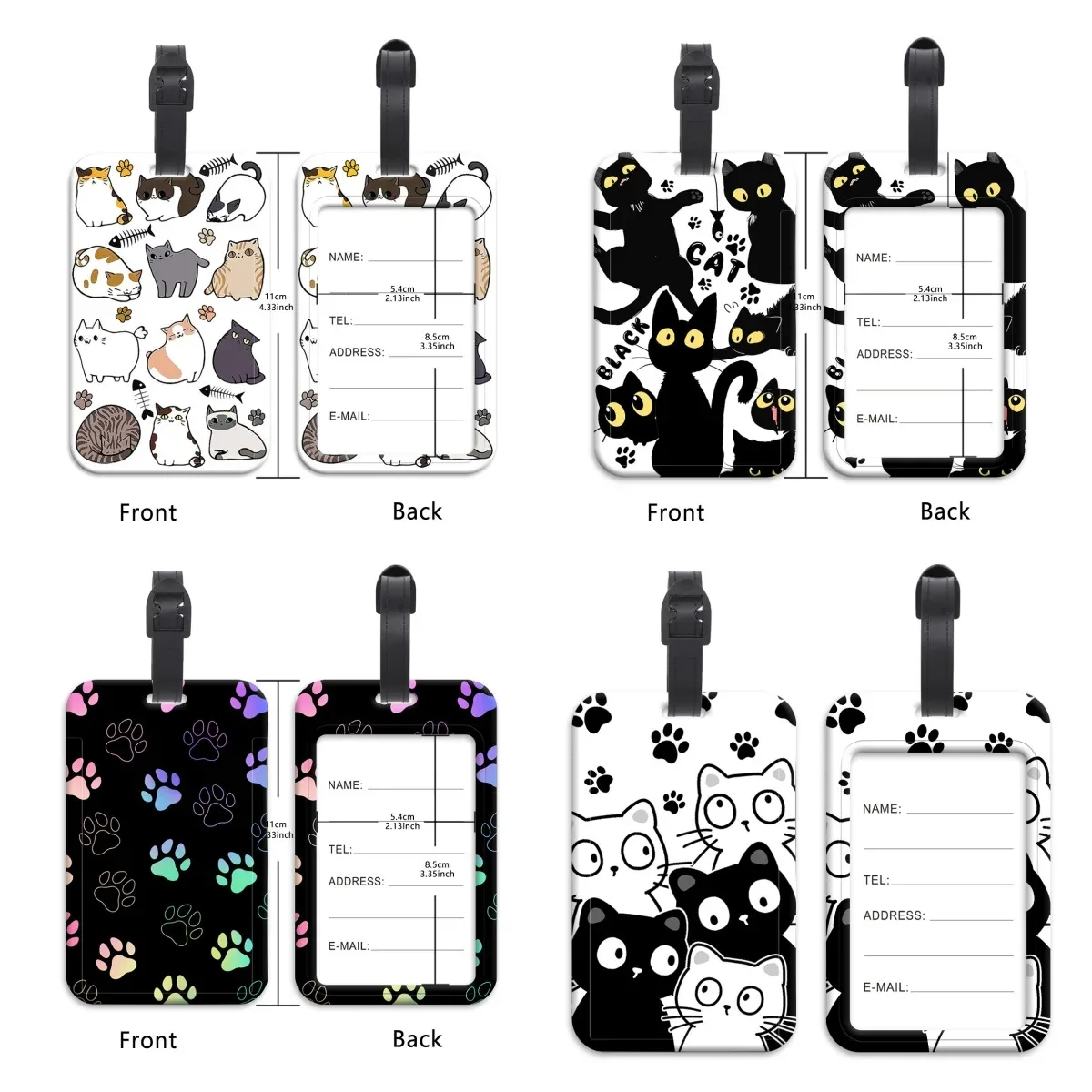 étiquettes de bagage chat dinosaure mignon, identification de valise, porte-nom d'adresse, étiquette de bagage, embarque de voyage, accessoires de valise portables